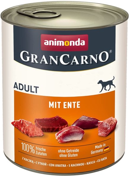 animonda &brvbar; GranCarno Adult - Ente, 6 x 800 g&brvbar; nasses Hundefutter in Dosen