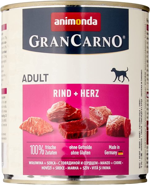 animonda ¦ Gran Carno Adult - Rind + Herz - 6 x 800 g¦ nasses Hundefutter in Dosen