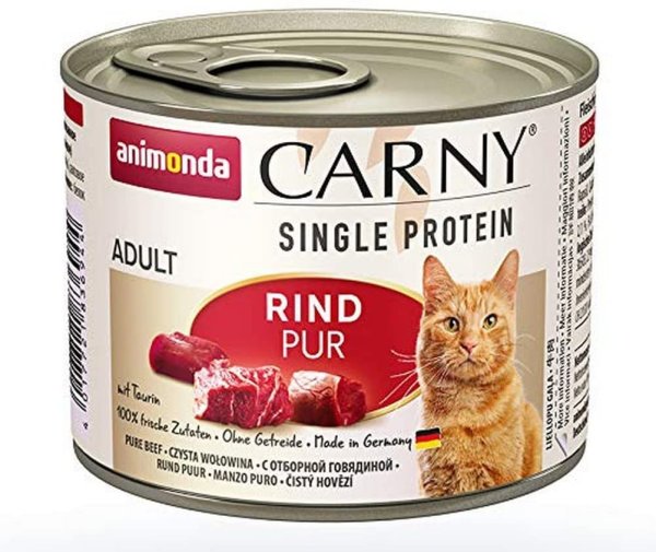 animonda ¦ CARNY Single Protein Adult - Rind Pur - 6 x 200 g ¦ nasses Katzenfutter in Dosen