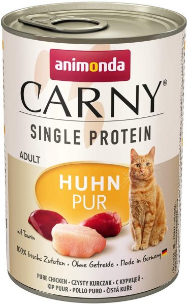 animonda ¦ CARNY Single Protein Adult - Huhn Pur - 6 x 400 g ¦ nasses Katzenfutter in Dosen