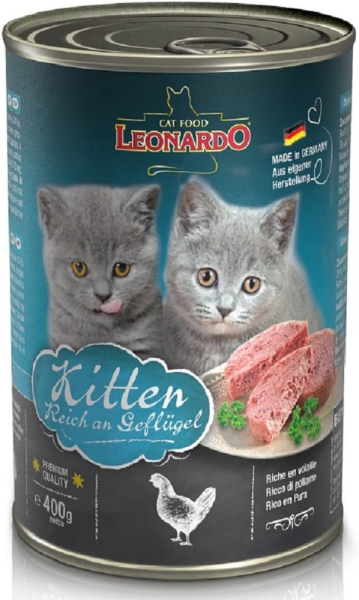 LEONARDO &brvbar; Kitten -  reich an Gefl&uuml;gel - 6 x 400g &brvbar; nasses Katzenfutter in Dosen