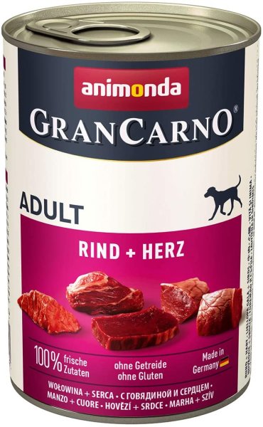 animonda ¦ GranCarno Adult - Rind + Herz -  6 x 400 g¦ nasses Hundefutter in Dosen