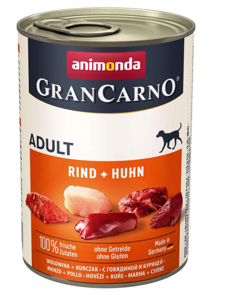 animonda &brvbar; GranCarno Adult - Rind + Huhn - 6 x 400 g &brvbar; nasses Hundefutter in Dosen