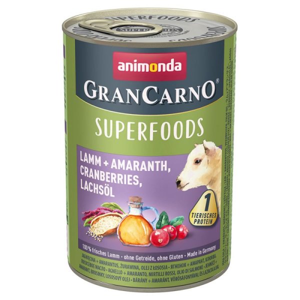 animonda ¦GranCarno Adult -  Superfood Lamm & Amaranth -  6x 400g¦ nasses Hundefutter in Dosen