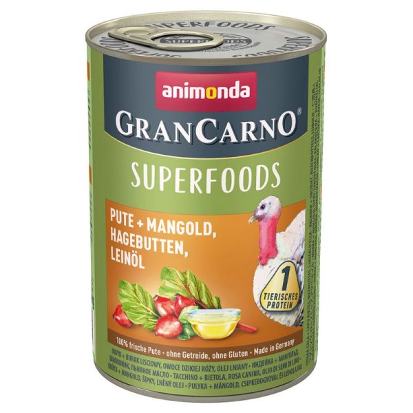 animonda¦ GranCarno Adult -  Superfood Pute & Mangold -  6 x 400g¦nasses Hundefutter in Dosen