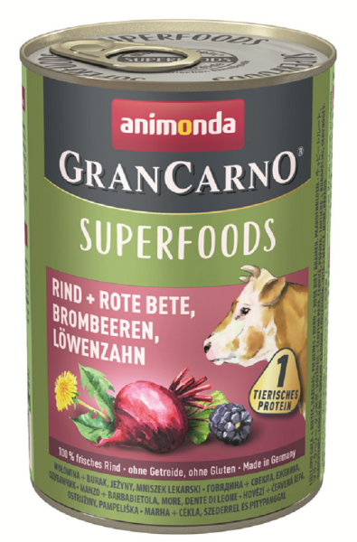 animonda¦ GranCarno Adult- Superfood Rind & Rote Beete -  6x 400g¦ nasses Hundefutter in Dosen