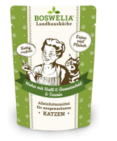 BOSWELIA - Landhausküche ¦ Huhn & Kalb mit Borretschöl - 12 x 100 g ¦ nasses Katzenfutter im Pouchbeutel