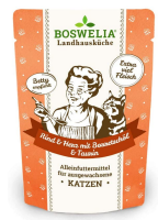 BOSWELIA - Landhausküche ¦ Rind & Herz mit Borretschöl - 12 x 100g¦ nasses Katzenfutter im Pouchbeutel