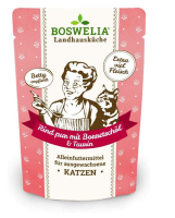 BOSWELIA - Landhausküche ¦ Rind pur mit Borretschöl - 12 x 100g ¦ nasses Katzenfutter im Pouchbeutel