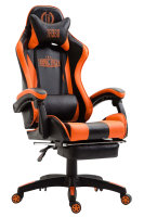 CLP Bürostuhl Ignite mit Kunstlederbezug I Schreibtischstuhl mit Armlehnen I Verstellbarer Drehstuhl im sportlichen Design, Farbe:schwarz/orange