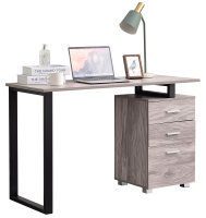 CLP Schreibtisch Stockton I Bürotisch Mit Stauraum I Computertisch Mit Schubladen I Laptoptisch mit Container, Farbe:grau