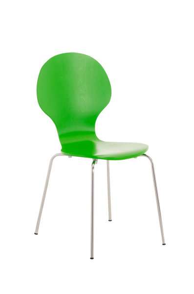 CLP Stapelstuhl Diego l Ergonomisch geformter Konferenzstuhl mit Holzsitz und Metallgestell I Stapelbarer Stuhl mit pflegeleichter Sitzfläche, Farbe:grün