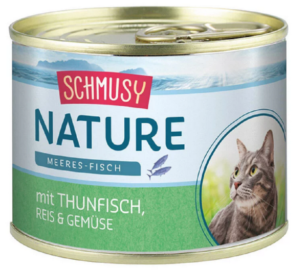 Schmusy-Nature ¦ Meeres-Fisch - Thunfisch, Reis & Gemüse - 12 x 185g ¦ nasses Katzenfutter in Dosen