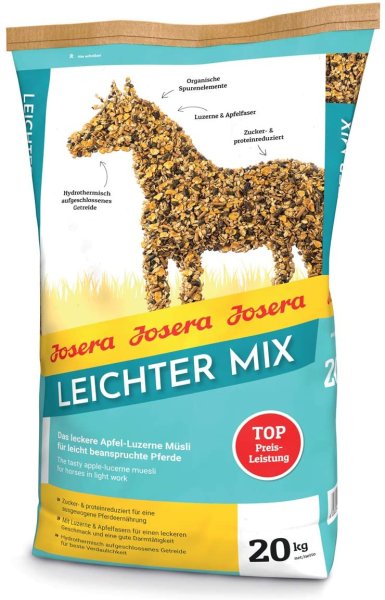 JOSERA  ¦ Leichter Mix -  für leicht beanspruchte Pferde - Zucker- & proteinreduziert - Apfel-Luzerne Müsli - 1 x 20 kg ¦ Pferdefutter  im 20 kg Sack |