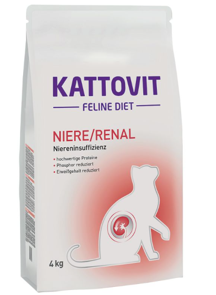 KATTOVIT &brvbar; Feline Diet - Niere/Renal - 4kg &brvbar; trockenes Katzenfutter bei Nierenerkrankungen
