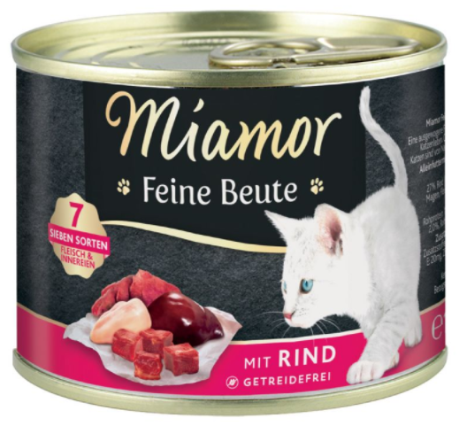 Miamor - Feine Beute &brvbar; Rind - 12 x 185g &brvbar; nasses Katzenfutter in Dosen