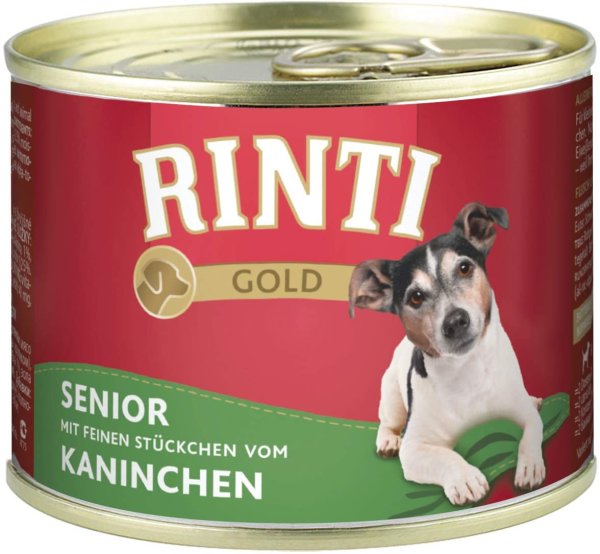 RINTI - Gold ¦ Senior + Kaninchen - 12 x 185g  ¦ nasses Hundefutter in Dosen