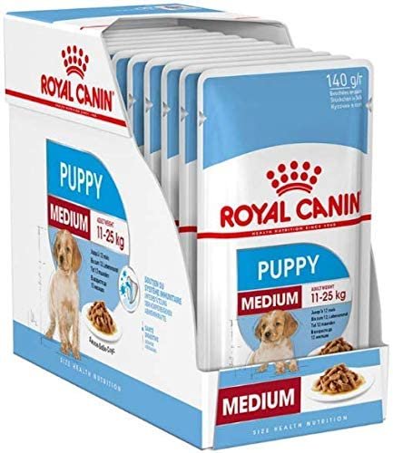 ROYAL CANIN &brvbar; Medium Puppy Junior -  40 x 140 g &brvbar; nasses Welpenfutter im Pouchbeutel