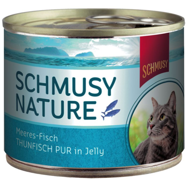 Schmusy-Nature | Meeres-Fisch - Thunfisch Pur in Jelly - 12 x 185g ¦ nasses Katzenfutter in Dosen