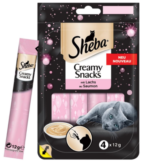 Sheba - Creamy Snacks ¦ mit Lachs - 20x4x12g ¦ Snack für Katzen