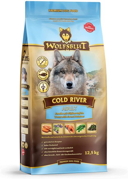 WOLFSBLUT &brvbar; Cold River - 12,5 kg &brvbar; getreidefreies Hundetrockenfutter im Sack