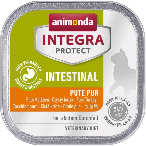 animonda &brvbar; Integra Protect Intestinal -  Pute pur -  16  x 100 g &brvbar; nasses Di&auml;t Katzenfutter in Sch&auml;lchen