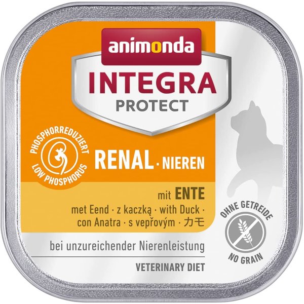 animonda ¦ Integra Protect Renal Nieren mit Ente - 16 x100 g ¦ nasses Katzenfutter  bei Niereninsuffizienz  in Schälchen