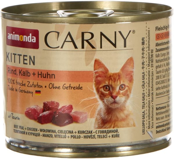animonda ¦ CARNY Kitten - Rind, Kalb & Huhn - 6 x 200g¦ nasses Katzenfutter in Dosen