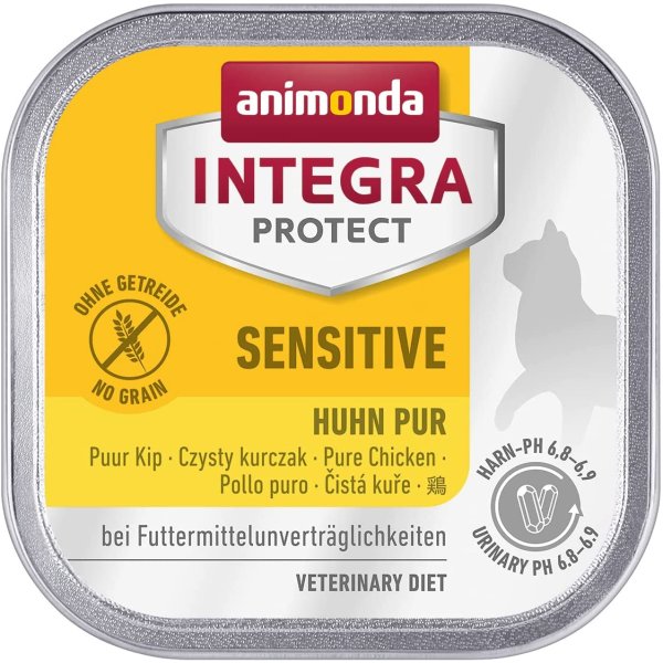 animonda¦ Integra Protect -  Sensitive - Huhn pur - 16 x 100 g ¦ nasses Diät Katzenfutter in Schälchen