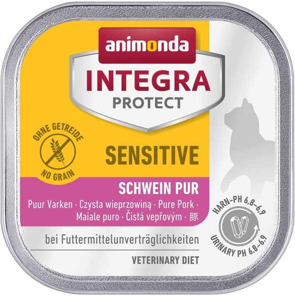 animonda ¦ Integra Protect  - Sensitive -  Schwein pur -  16 x 100 g ¦ nasses Diät Katzenfutter in Schälchen