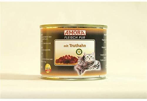 AMORA &brvbar; Fleisch pur mit Truthahn - 6 x 200g &brvbar; nasses Katzenfutter in Dosen