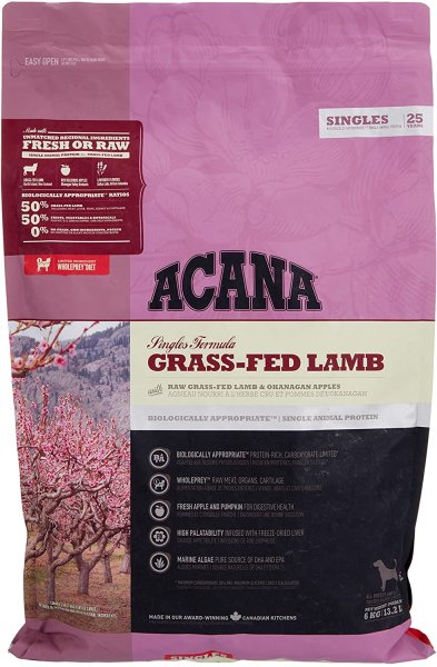 ACANA &brvbar;Singles Grass-fed Lamb &amp; Okanagan Apple  - 6 kg &brvbar; Hundetrockenfutter im Beutel