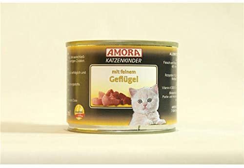 AMORA ¦ Fleisch pur Katzenkinder - Geflügel -  6 x 200g ¦ nasses Katzenfutter in Dosen