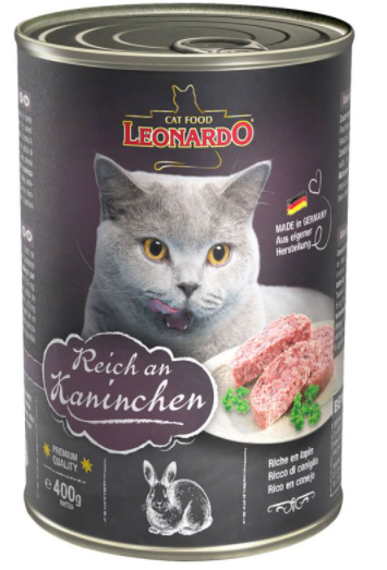 LEONARDO ¦ Reich an Kaninchen - 24 x 400g ¦ nasses Katzenfutter in Dosen