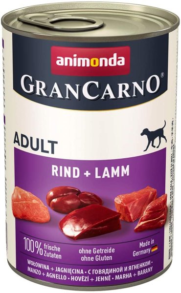 animonda - GranCarno ¦ Adult Rind + Lamm - 6 x 400 g  ¦ nasses Hundefutter in Dosen