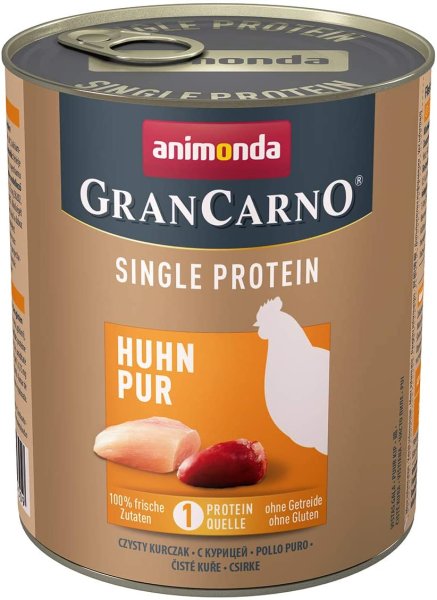 animonda - GranCarno ¦ Adult Single Protein - Huhn pur - 6 x 800g ¦ nasses Hundefutter in Dosen
