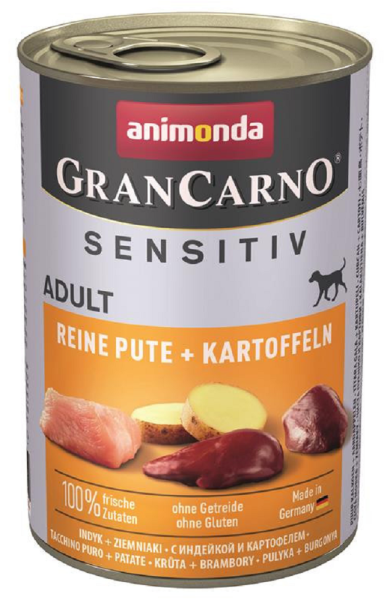 animonda - GranCarno ¦Sensitiv - Pute+Kartoffeln - 6 x 400 g ¦ nasses Hundefutter in Dosen
