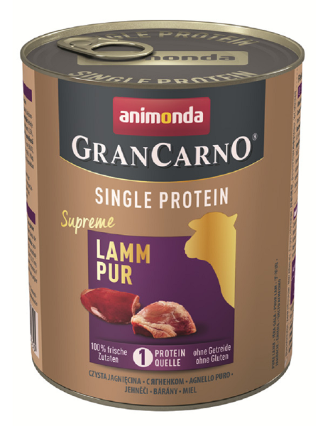 animonda - GranCarno &brvbar; Adult Lamm pur - 6x 800g &brvbar; nasses Huhndefutter in Dosen