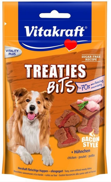 Vitakraft &brvbar; Treaties Bits - H&uuml;hnchen Bacon Style - 6 x 120g &brvbar; Snacks f&uuml;r Hunde