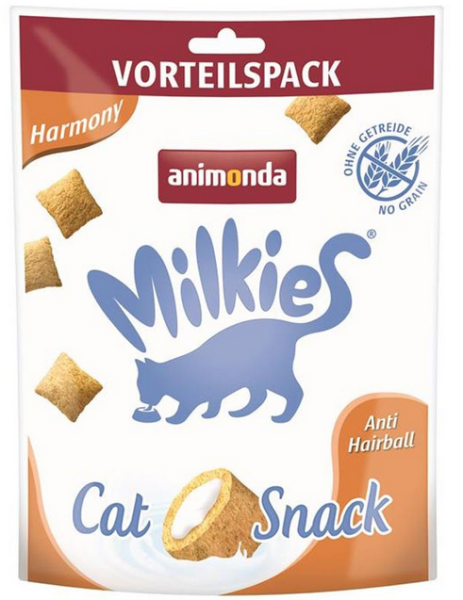 animonda - milkies ¦ Knusperkissen - Harmony - Anti Hairball - 4 x 120g (Vorteilspack) ¦ Snacks für Katzen