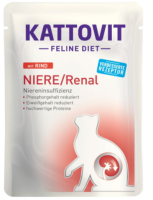 KATTOVIT ¦ Niere/Renal - mit Rind - 24 x 85g ¦ Diät-Nassfutter für Katzen bei chronischer Niereninsuffizienz im Pouchbeutel