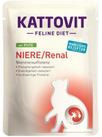 KATTOVIT ¦ Niere/Renal - mit Pute - 24 x 85g ¦ Diät-Nassfutter für Katzen bei chronischer Niereninsuffizienz im Pouchbeutel