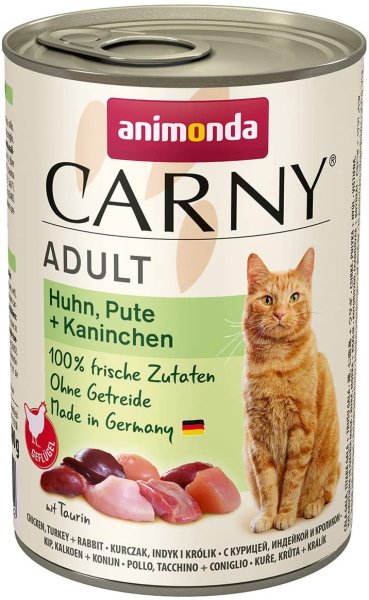 animonda &brvbar; CARNY  Adult - Huhn, Pute + Kaninchen - 6 x 400 g &brvbar; nasses Katzenfutter in Dosen