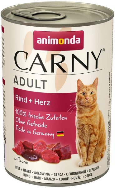 animonda&brvbar;CARNY  Adult -  Rind + Herz - 6 x 400 g &brvbar; nasses Katzenfutter in Dosen