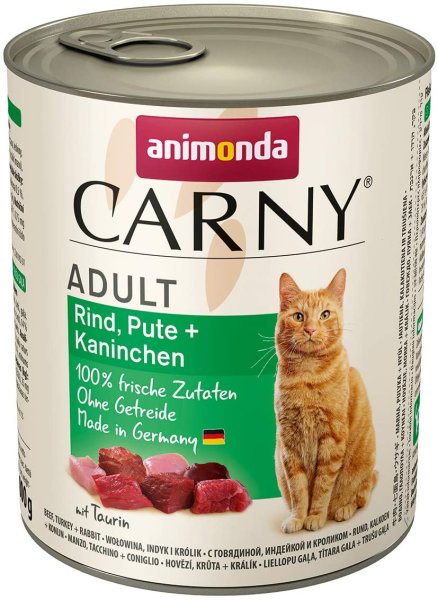animonda ¦ CARNY  Adult - Rind, Pute + Kaninchen - 6 x 800 g ¦ nasses Katzenfutter in Dosen