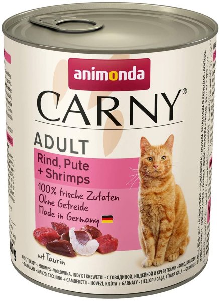 animonda ¦CARNY  Adult - Rind, Pute + Shrimps - 6 x 800 g ¦ nasses Katzenfutter in Dosen