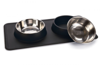 KARLIE ¦ Diner-Set - Silikon Dex - Farbe: schwarz - 2 x 350 ml, Ø 14 cm ¦ Napfset für Hunde und Katzen mit Silikonunterlage