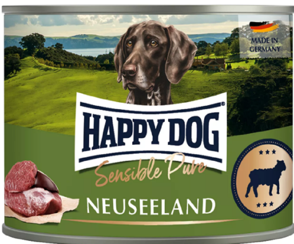HAPPY DOG ¦ Sensible Pure - Neuseeland - Lamm pur - 6 x 200g ¦ nasses Futter für ausgewachsene Hunde in Dosen