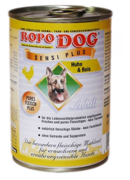 RopoDog ¦ Sensi Plus - Huhn & Reis - 24 x 400g ¦ nasses Futter für ernährungssensible Hunde in Dosen