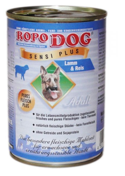RopoDog ¦ Sensi Plus - Lamm & Reis - 24 x 400g ¦ nasses Futter für ernährungssensible Hunde in Dosen